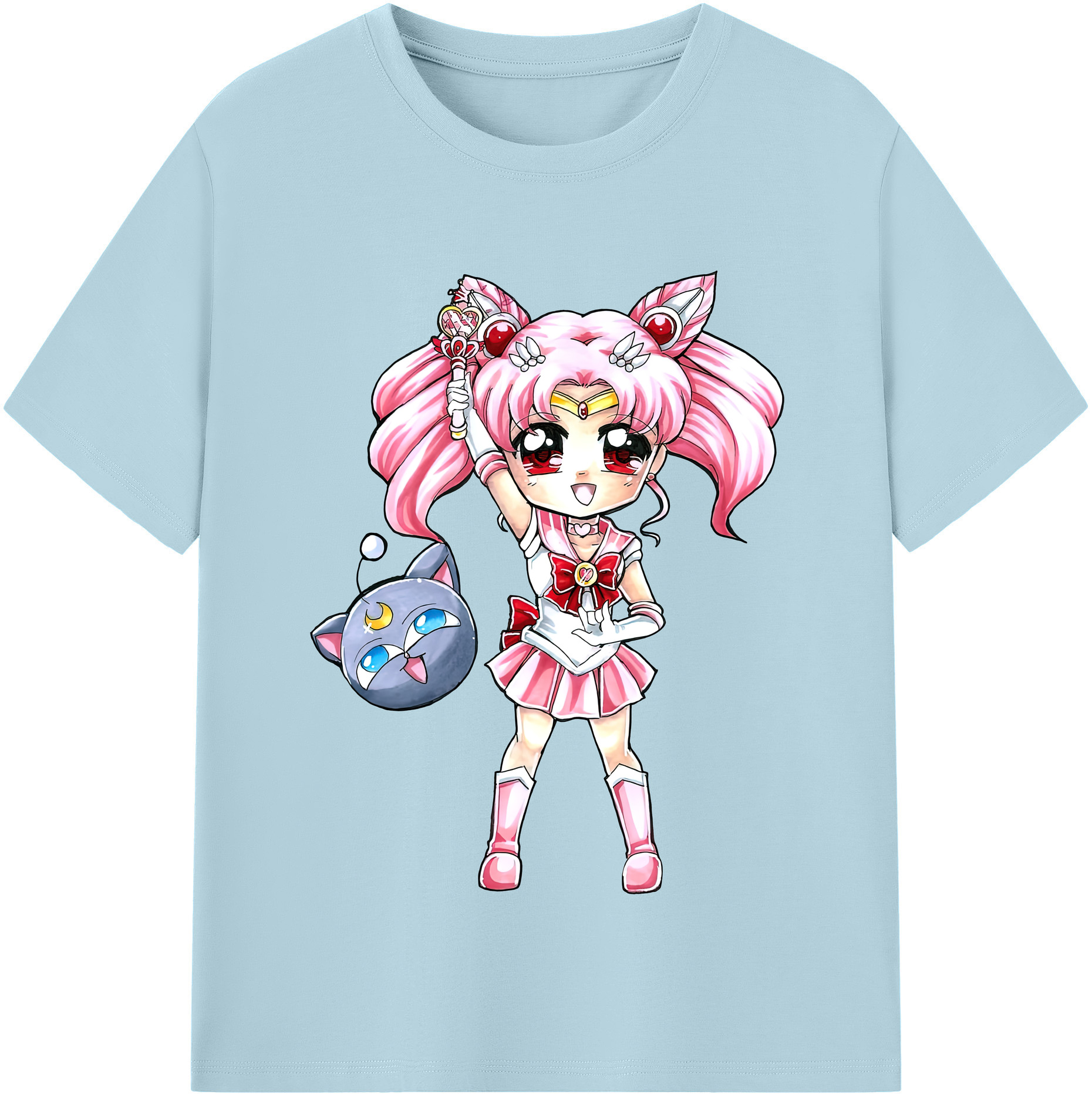 （画像用） 美少女戦士セーラームーン ちびうさ Sailor Moon Chibiusa Tsukino Usagi Small Lady Serenity 綿100％半袖Tシャツ（フロントプリント）